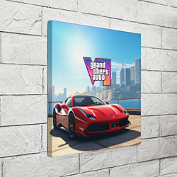 Холст квадратный GTA 6 logo auto, цвет: 3D-принт — фото 2