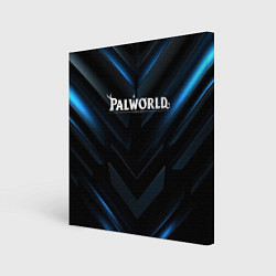 Холст квадратный Palworld logo blue neon abstract black, цвет: 3D-принт