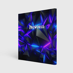 Картина квадратная Palworld логотип на ярких неоновых плитах