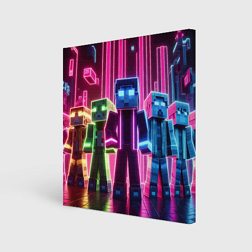 Картина квадратная Minecraft characters - neon glow / 3D-принт – фото 1