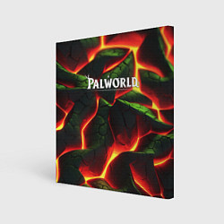 Картина квадратная Palworld логотип на зеленой абстракции фон