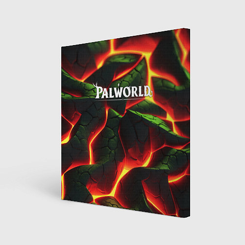 Картина квадратная Palworld логотип на зеленой абстракции фон / 3D-принт – фото 1