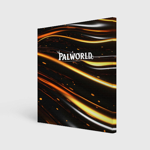 Картина квадратная Palworld логотип золотые волны на черном / 3D-принт – фото 1