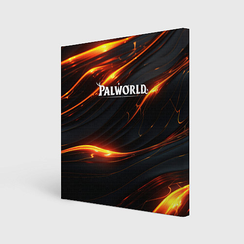 Картина квадратная Palworld логотип янтарные волны / 3D-принт – фото 1