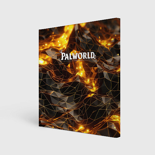 Картина квадратная Palworld логотип золотые абстрактные частицы на че / 3D-принт – фото 1