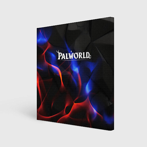 Картина квадратная Palworld логотип на черном и фиолетовом абстракте / 3D-принт – фото 1