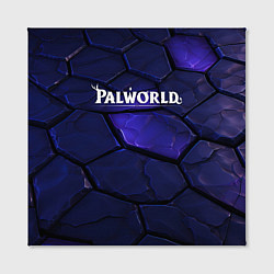 Холст квадратный Palworld логотип темные синие разломы плит, цвет: 3D-принт — фото 2