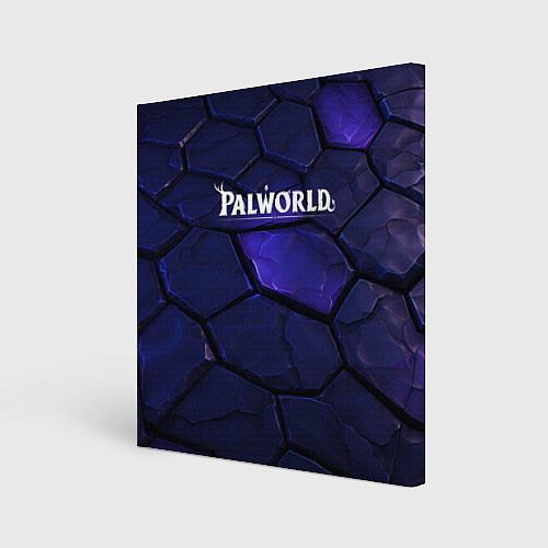 Картина квадратная Palworld логотип темные синие разломы плит / 3D-принт – фото 1