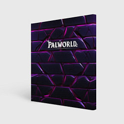 Картина квадратная Palworld логотип фиолетовые яркие плиты