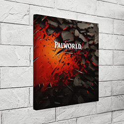 Холст квадратный Palworld логотип черные плиты в разломе, цвет: 3D-принт — фото 2