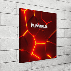 Холст квадратный Palworld логотип разлом красных плит, цвет: 3D-принт — фото 2