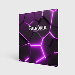 Картина квадратная Palworld логотип разлом фиолетовых плит