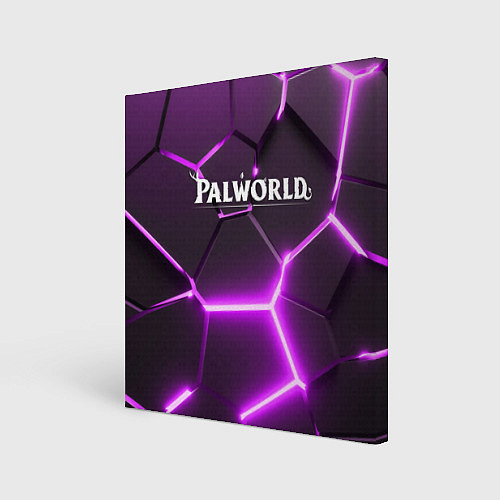 Картина квадратная Palworld логотип разлом фиолетовых плит / 3D-принт – фото 1