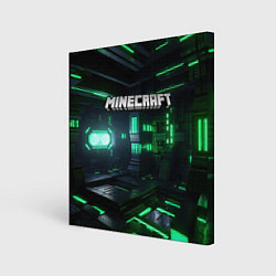 Картина квадратная Minecraft logo зеленый мир