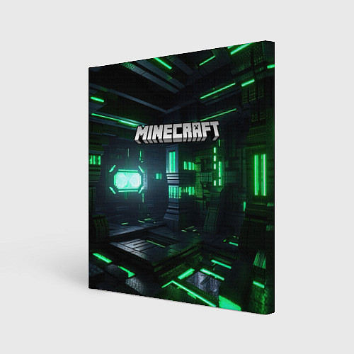 Картина квадратная Minecraft logo зеленый мир / 3D-принт – фото 1