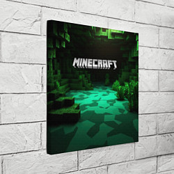 Холст квадратный Minecraft logo зеленый яркий мир, цвет: 3D-принт — фото 2