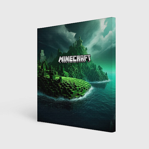 Картина квадратная Minecraft logo зеленый мир / 3D-принт – фото 1