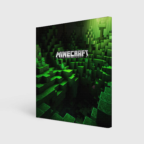 Картина квадратная Minecraft logo зеленые кубики / 3D-принт – фото 1