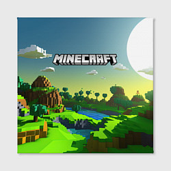 Холст квадратный Minecraft logo зеленый летний мир, цвет: 3D-принт — фото 2