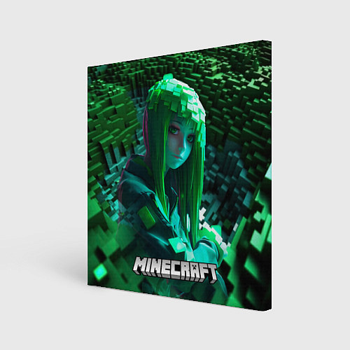 Картина квадратная Minecraft девушка зеленый мир / 3D-принт – фото 1