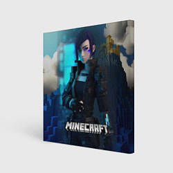 Картина квадратная Minecraft cyberpunk woman