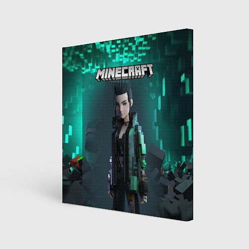 Картина квадратная Minecraft cyberpunk green neon / 3D-принт – фото 1