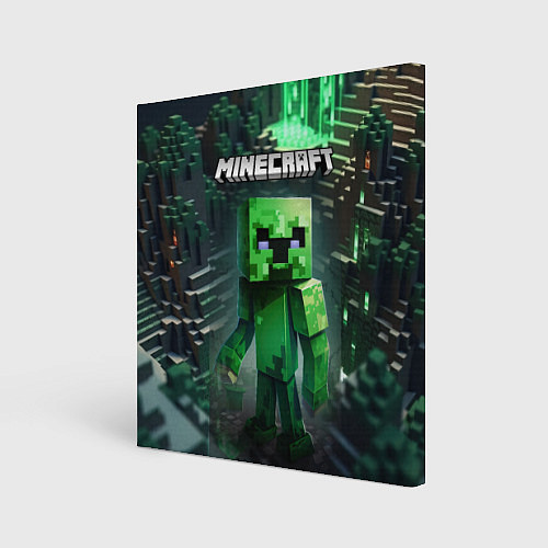 Картина квадратная Minecraft зеленый персонаж / 3D-принт – фото 1