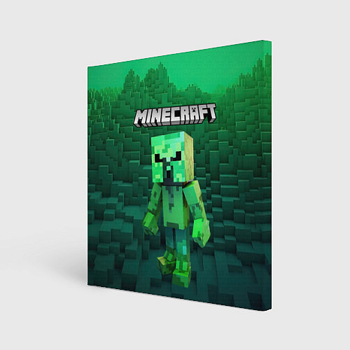Картина квадратная Minecraft персонаж зеленый монстр / 3D-принт – фото 1
