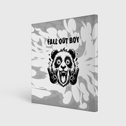 Картина квадратная Fall Out Boy рок панда на светлом фоне