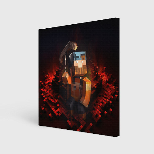 Картина квадратная Minecraft персонаж в огне / 3D-принт – фото 1