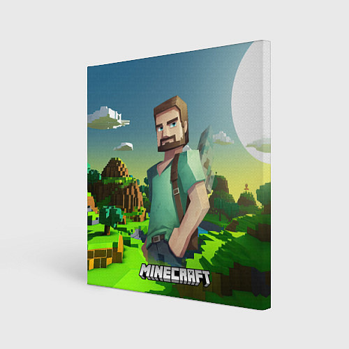 Картина квадратная Minecraft персонаж зеленый мир / 3D-принт – фото 1