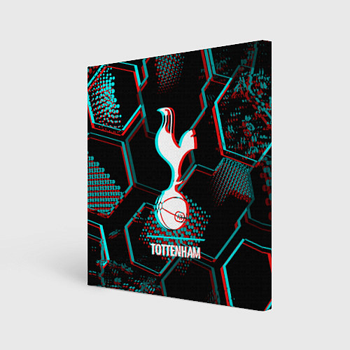 Картина квадратная Tottenham FC в стиле glitch на темном фоне / 3D-принт – фото 1