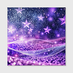 Холст квадратный Абстрактные звезды в фиолетовых искрах, цвет: 3D-принт — фото 2