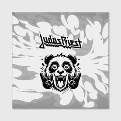 Холст квадратный Judas Priest рок панда на светлом фоне, цвет: 3D-принт — фото 2