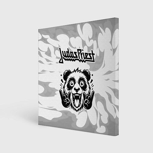 Картина квадратная Judas Priest рок панда на светлом фоне / 3D-принт – фото 1