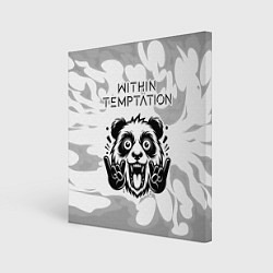 Картина квадратная Within Temptation рок панда на светлом фоне