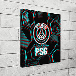 Холст квадратный PSG FC в стиле glitch на темном фоне, цвет: 3D-принт — фото 2