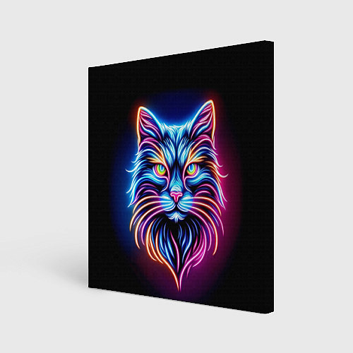 Картина квадратная Суровый неоновый кот / 3D-принт – фото 1