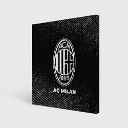 Холст квадратный AC Milan с потертостями на темном фоне, цвет: 3D-принт