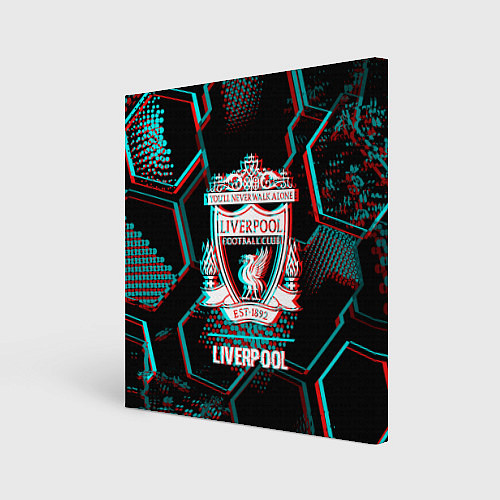 Картина квадратная Liverpool FC в стиле glitch на темном фоне / 3D-принт – фото 1