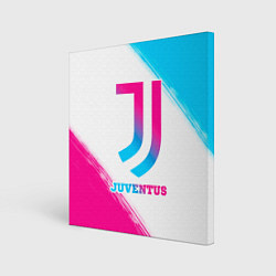 Холст квадратный Juventus neon gradient style, цвет: 3D-принт