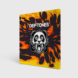 Картина квадратная Deftones рок панда и огонь