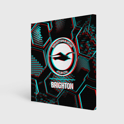 Картина квадратная Brighton FC в стиле glitch на темном фоне / 3D-принт – фото 1