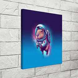 Холст квадратный Капибара бравый космонавт - нейросеть, цвет: 3D-принт — фото 2