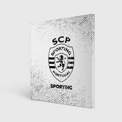 Холст квадратный Sporting с потертостями на светлом фоне, цвет: 3D-принт