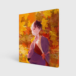 Холст квадратный Гэн Асагири на фоне листвы из Доктора Стоуна, цвет: 3D-принт