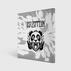 Холст квадратный Led Zeppelin рок панда на светлом фоне, цвет: 3D-принт