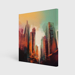 Холст квадратный Пейзаж городской застройки, цвет: 3D-принт