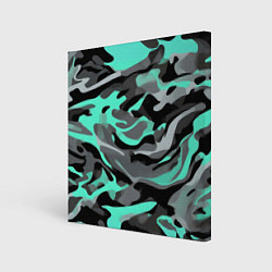 Холст квадратный Серо-бирюзовый камуфляж, цвет: 3D-принт