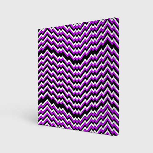 Картина квадратная Фиолетовые и белые ломаные линии / 3D-принт – фото 1
